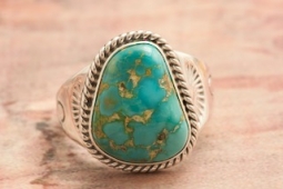 Genuine Battle Mountain Turquoise Nugget Sterling Silver Ring
